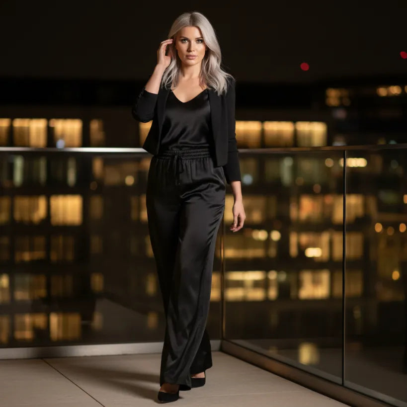 Women’s Wide Leg Ice Silk Trousers – Elegance & Comfort for Spring/Summer