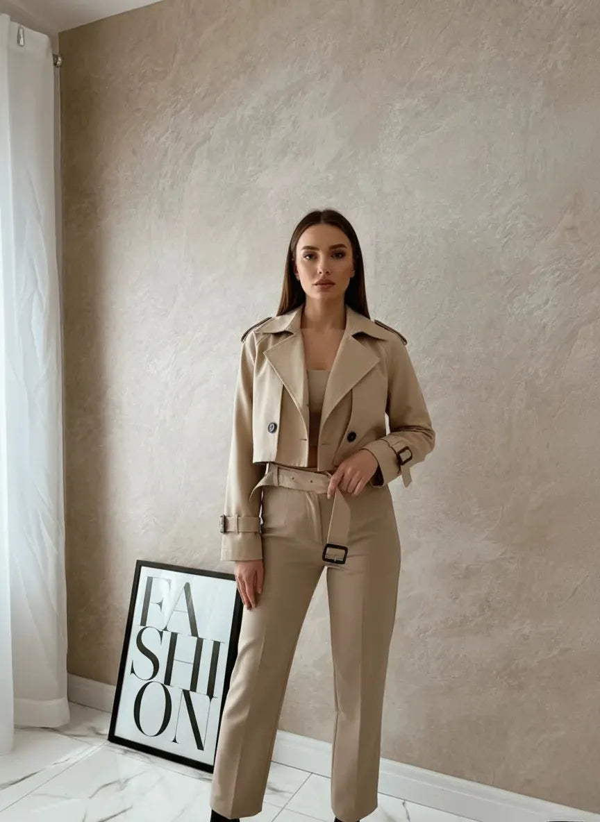 Women's Cropped Trench with Belt – Timeless Elegance for Spring 